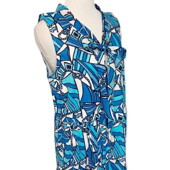 NWT STS Sails to Sable Flag Print Midi Dress in Blue Size Small (B13) - Picture 2 of 8